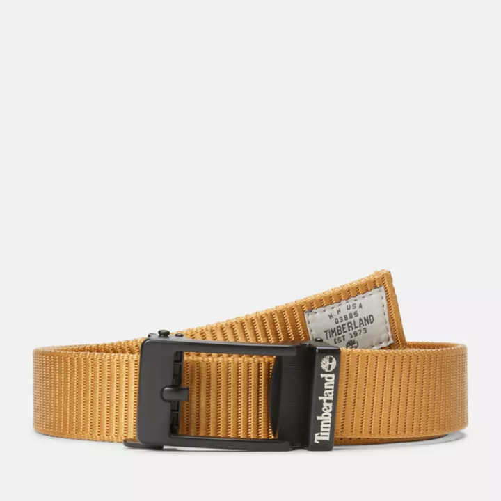 Ceinture tressée de 35 mm/1,4 pouce à boucle automatique pour homme en jaune foncé