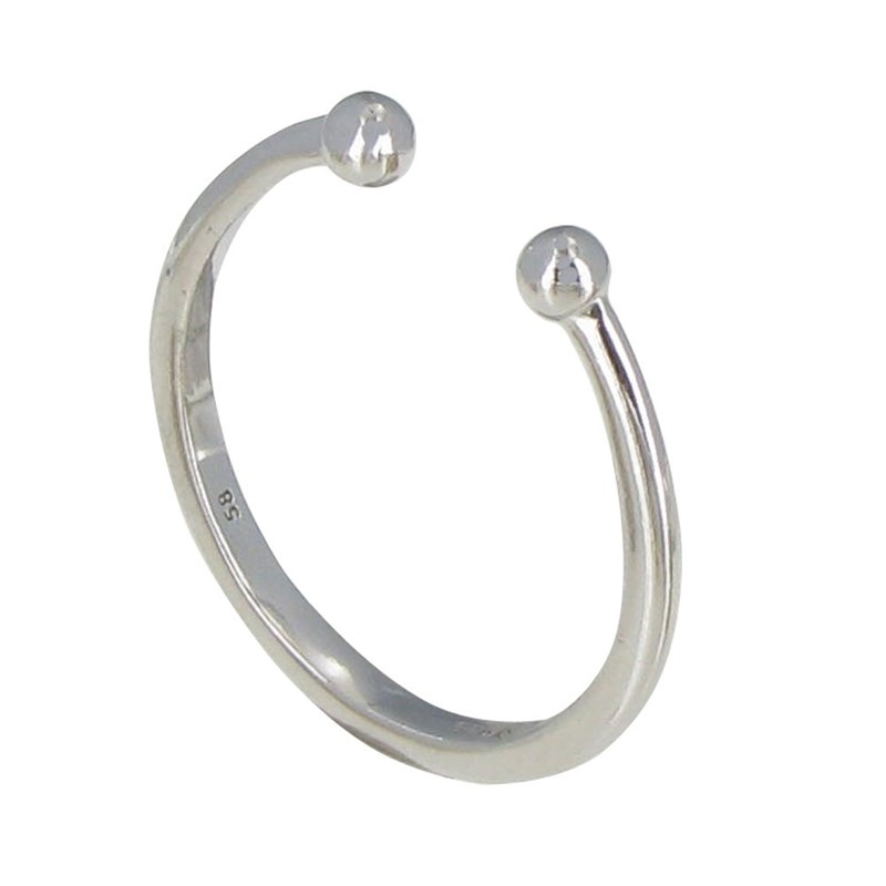 Bague Argent Rhodié Deux Perles