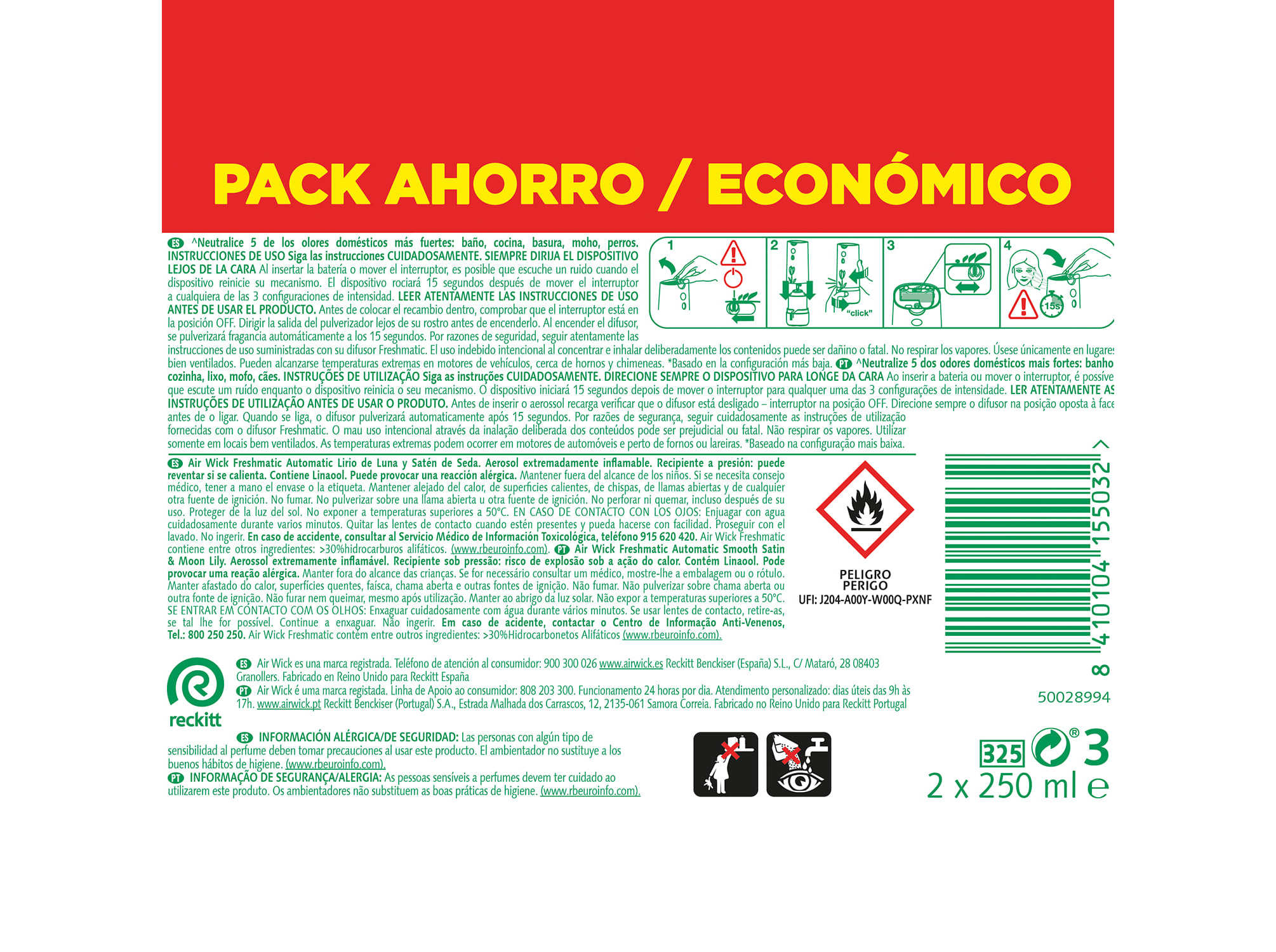 AMBIENTADOR AIR WICK RECARGA FRESHMATIC SATIN MOON 2X250 ML