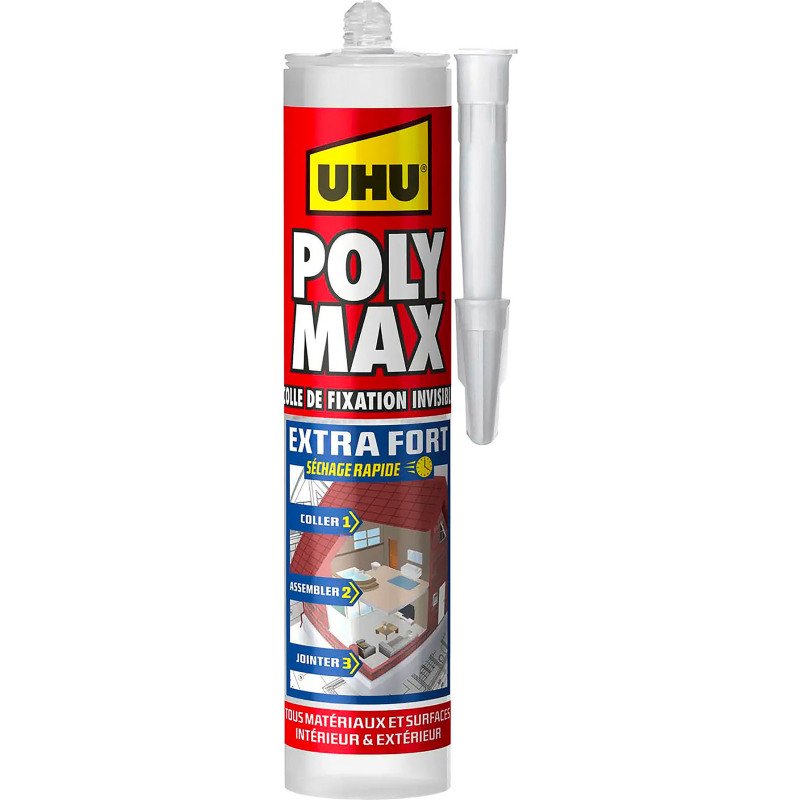 Colle Fixation Invisible UHU Poly Max®Extra Fort Transparent