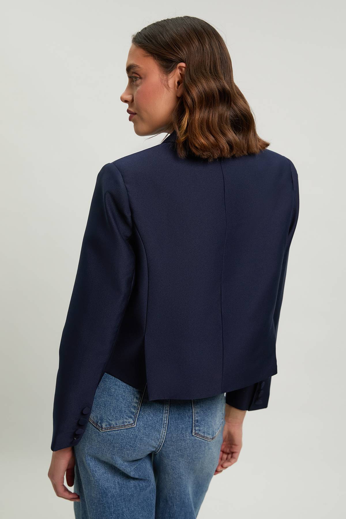 KarenMillen Blazer Smoking Court En Satin Ajusté