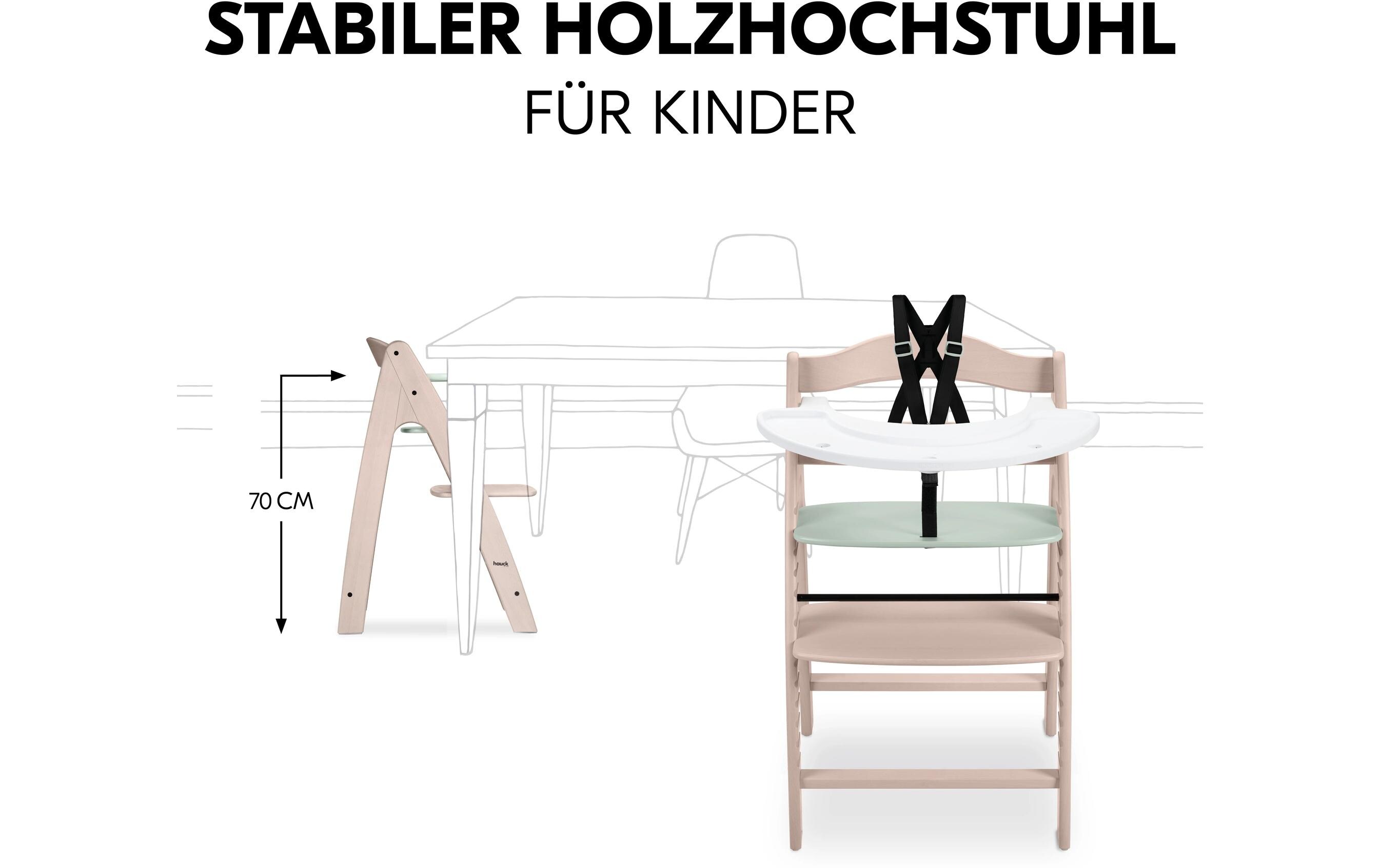 Hochstuhl Arketa N Play Whitewashed-mint<br>Stilvoller Holzhochstuhl mit Play Tray im Set