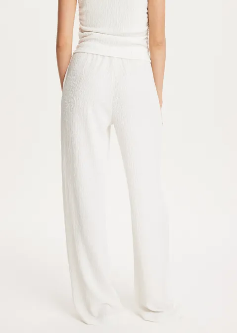 Rechte broek met structuur wit (WIT)