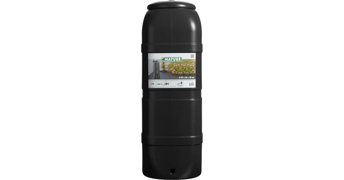NatureKunststof Slimline regenton zwart  (Zwart, 100 liter)
