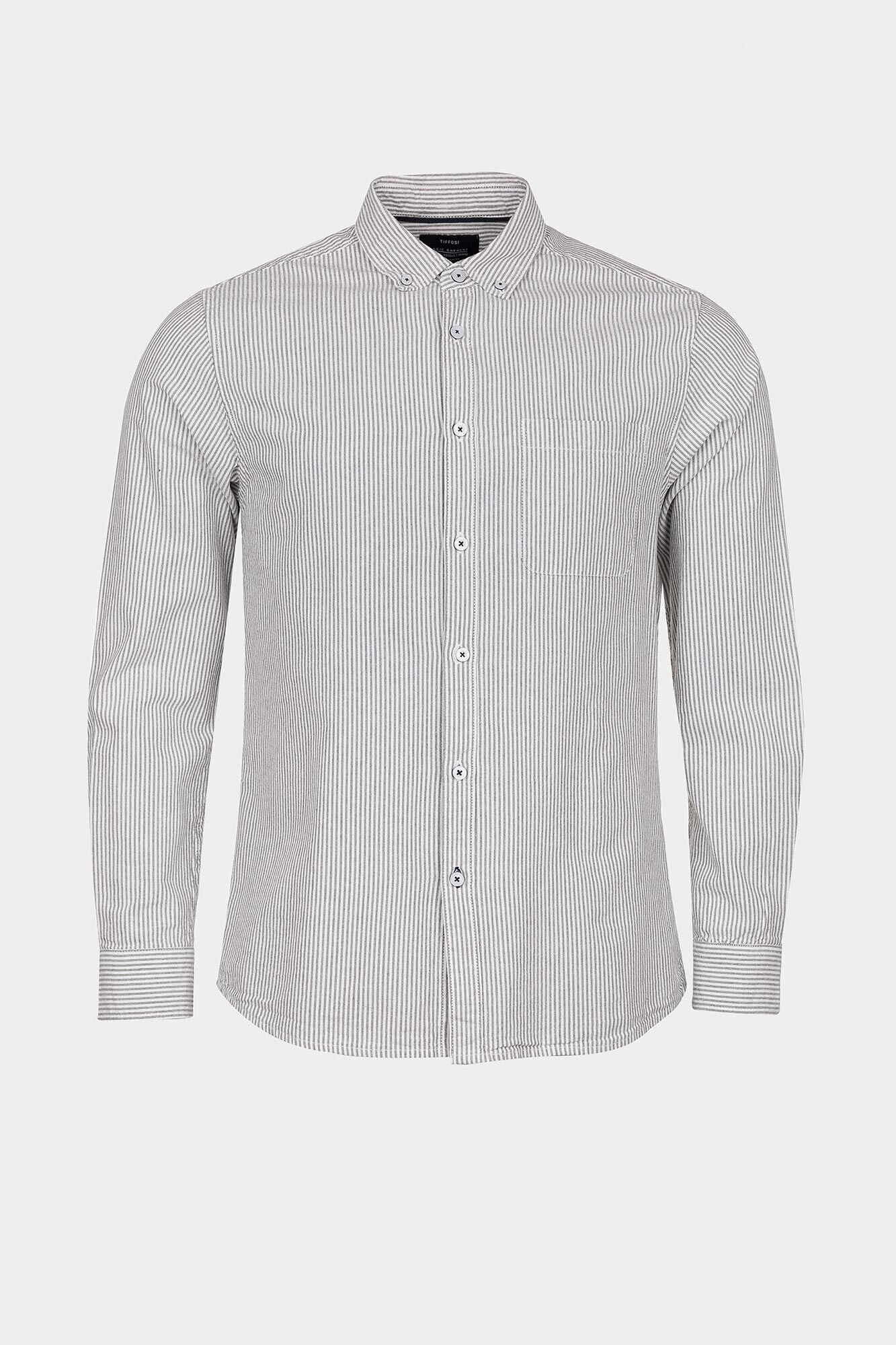 Camisa Oxford listrada de corte regular