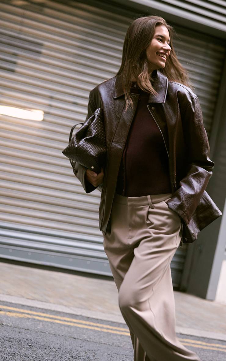 Chocolat Veste Oversize En Synthétiquecuir