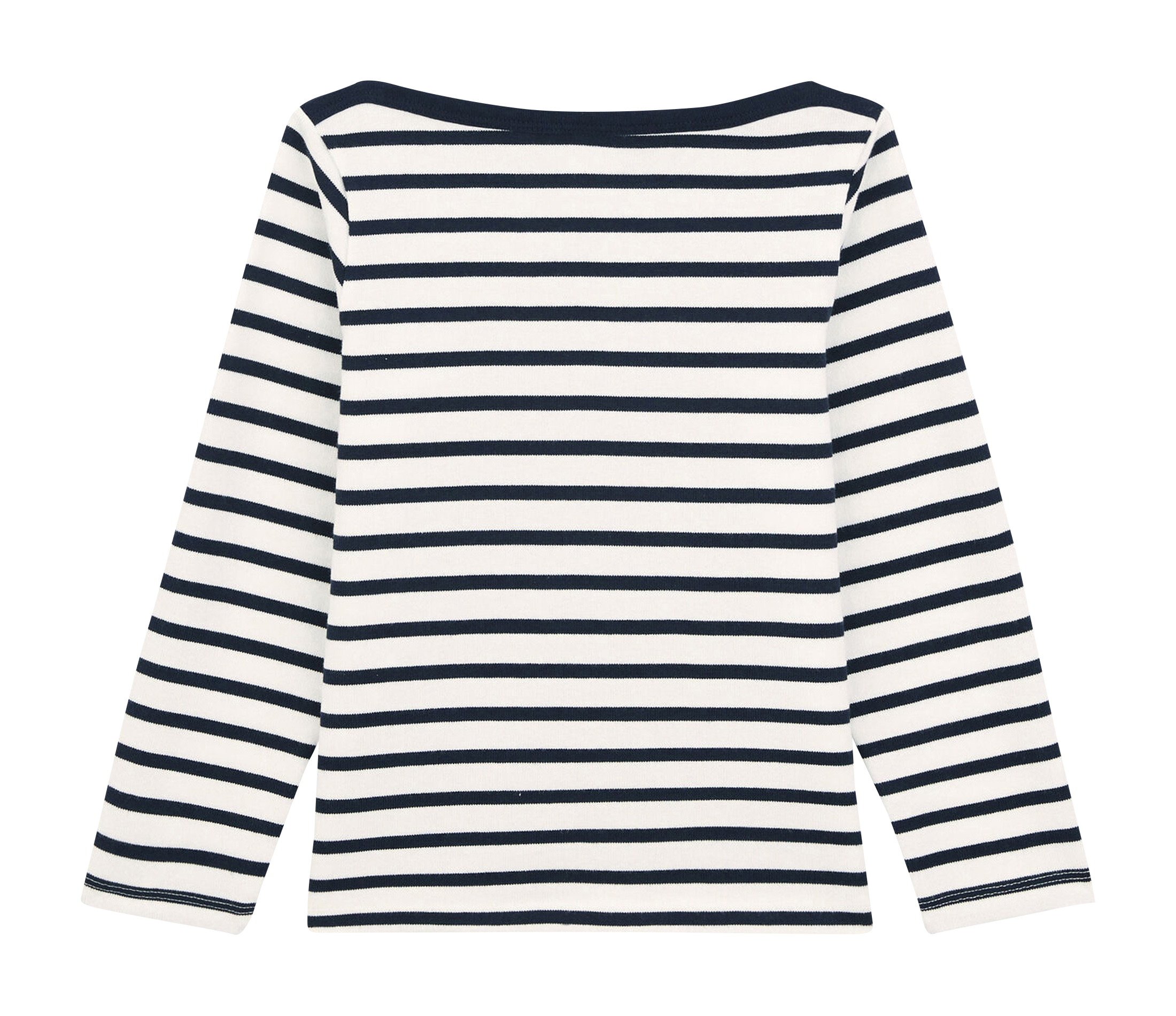 Tee-shirt marinière col bateau en coton | Blanc