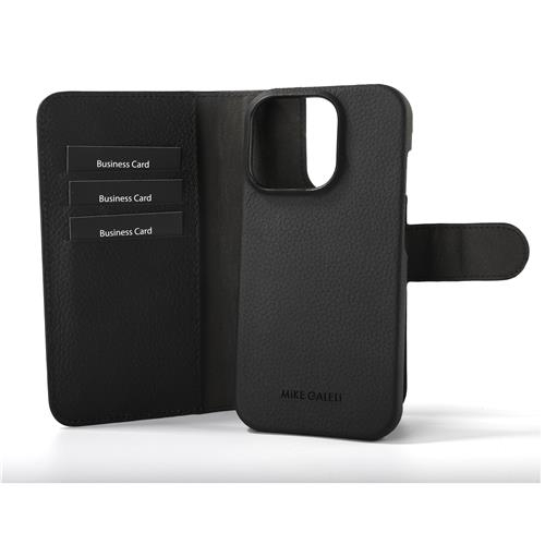 2in1 iPhone 16 Pro Max Echtleder Magnet Wallet Case Tasche Flip Cover (JOSSIP16PROMAX-M01) - Schwarz