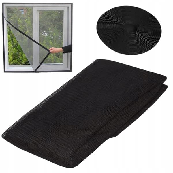 Klippbart Myggnett til Vindu med Borrelås 130x150cm Svart