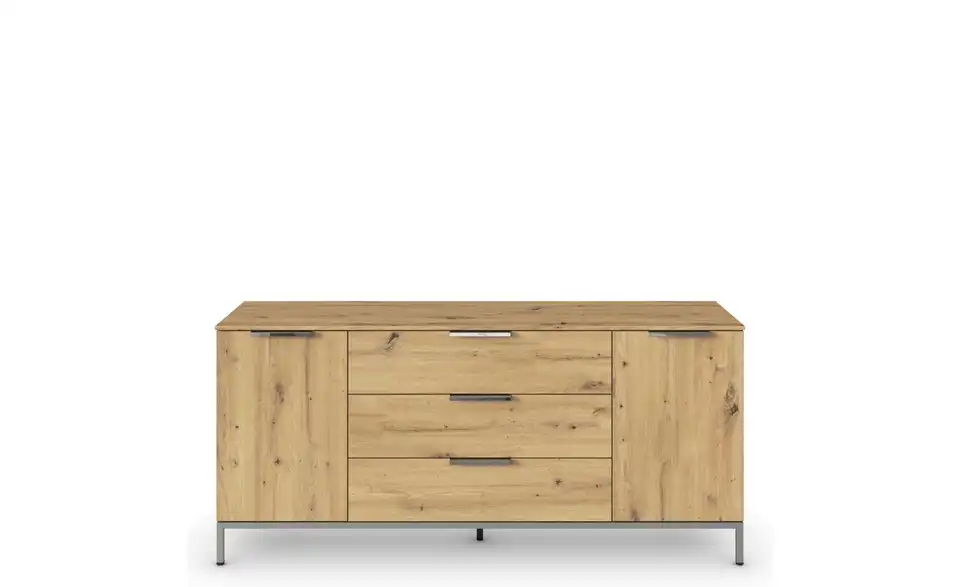 Sideboard Eiche Artisan (Nachbildung) Front: Dekor, Oberboden: Dekor verchromt