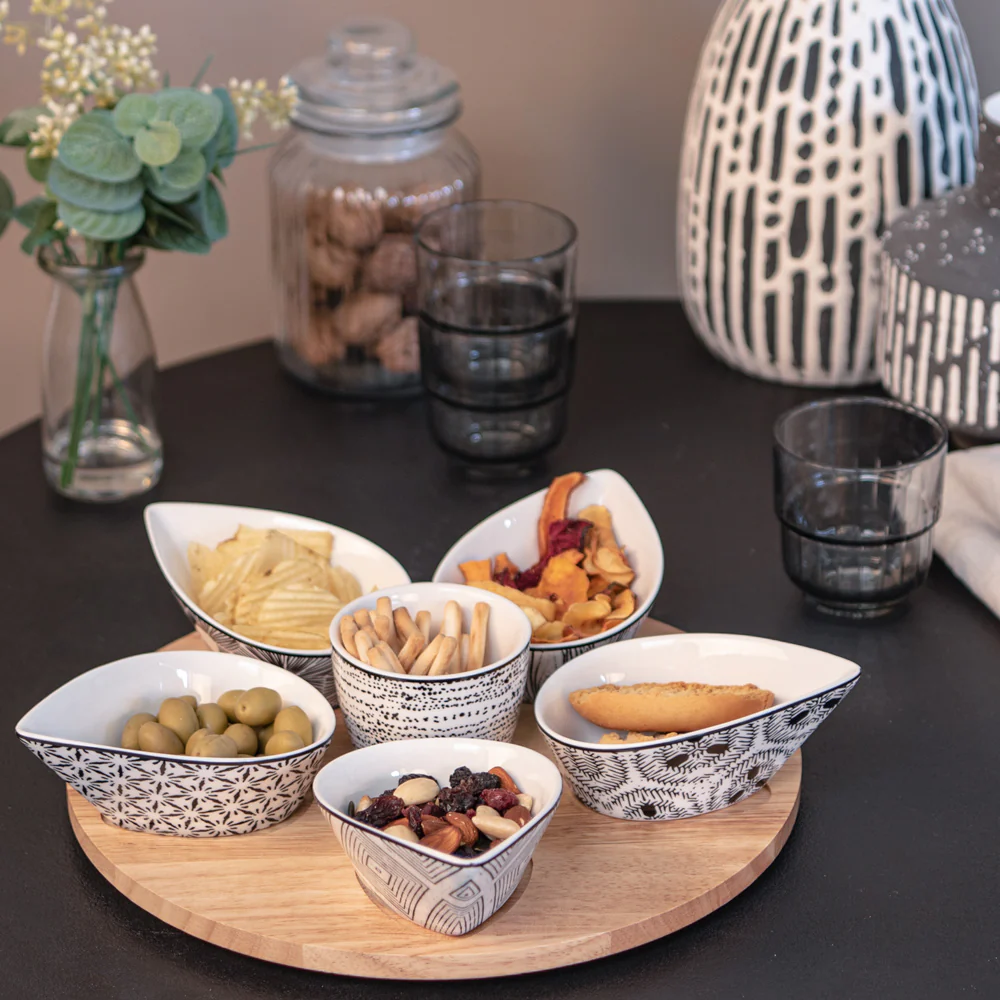 Service apéritif goutte 7 pièces Evora en porcelaine Table passion