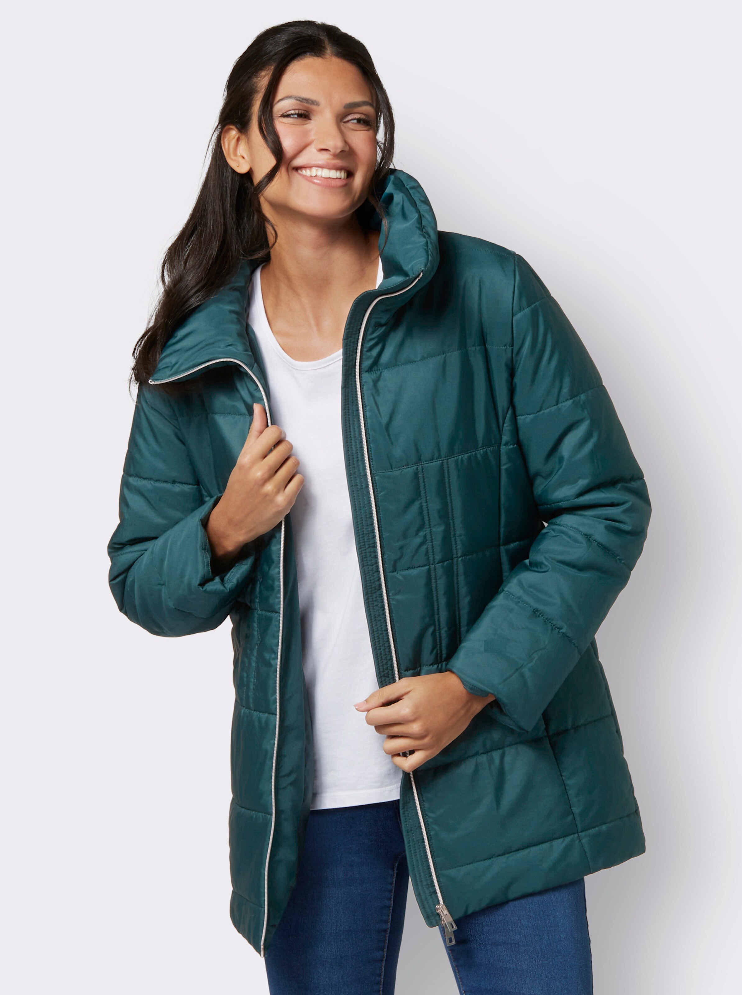 Steppjacke in taillierter Longform