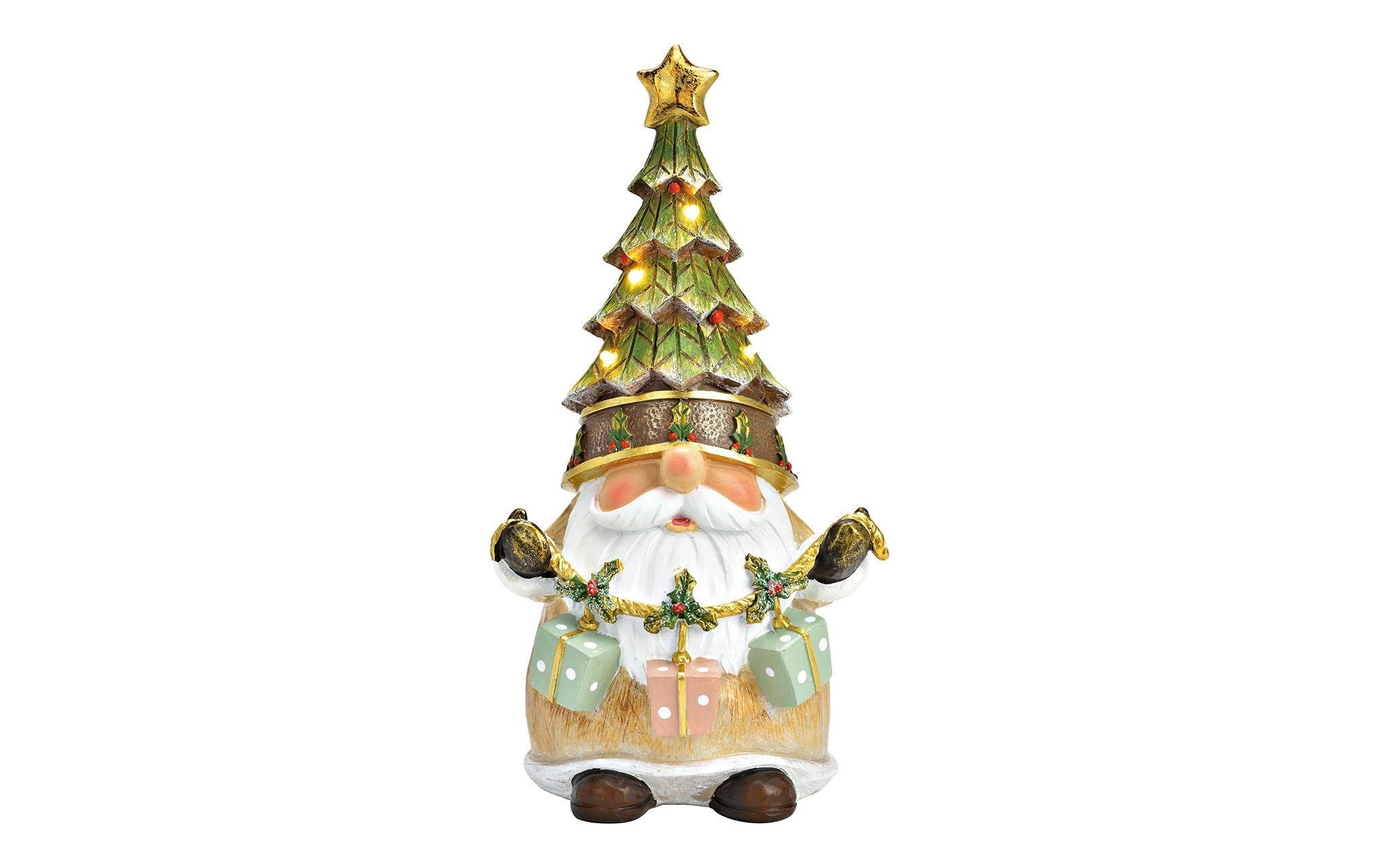Weihnachtsfigur »G. Wurm Wichtel mit Tannenbaum mit LED«