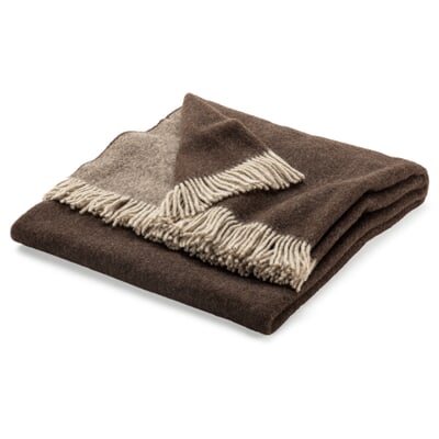 Schurwolldecke Merinowolle, Beige-Braun