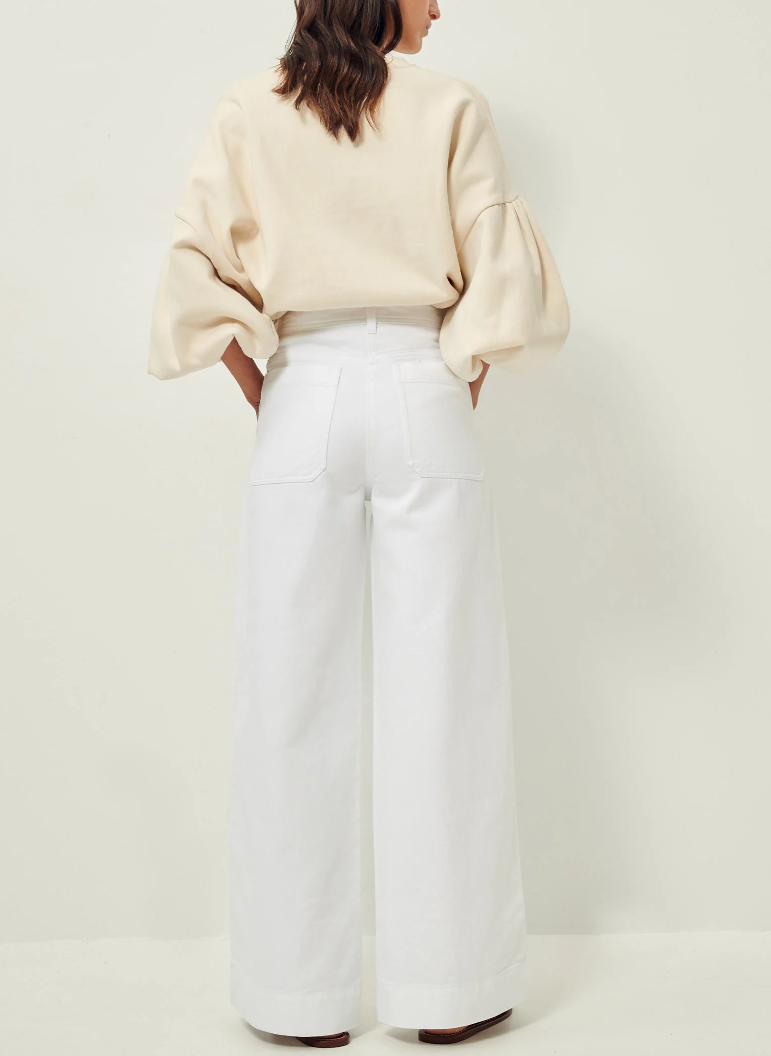 YUNO - Sweat col rond en coton | Beige