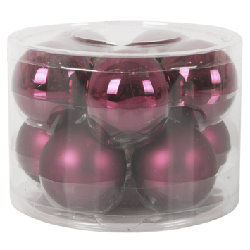 Christmas Goods kerstballen mix kunststof 10 stuks framboos paars Ø 16 cm