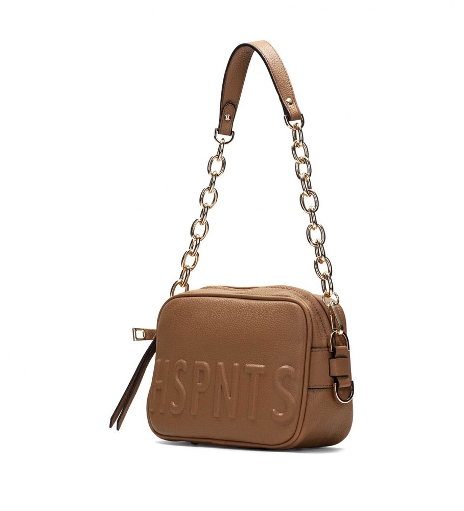 Bolsa de ombro Hispanitas marrom com logo