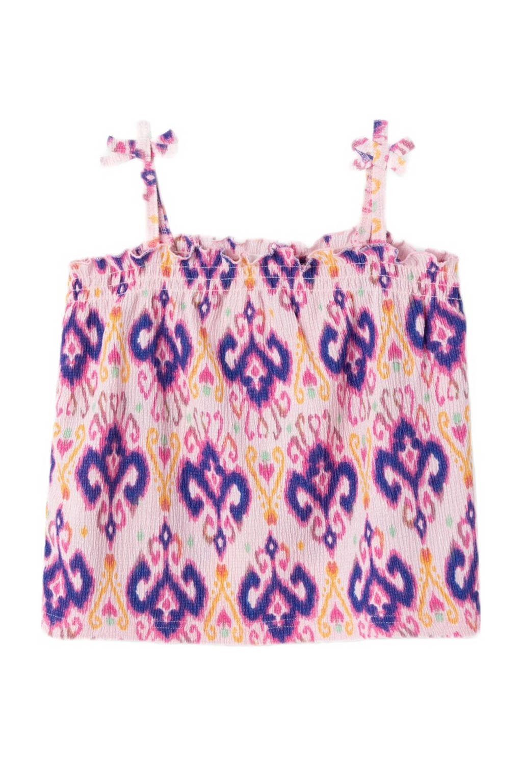 NAME IT singlet NKFHABANE met all over print en ruches roze/paars