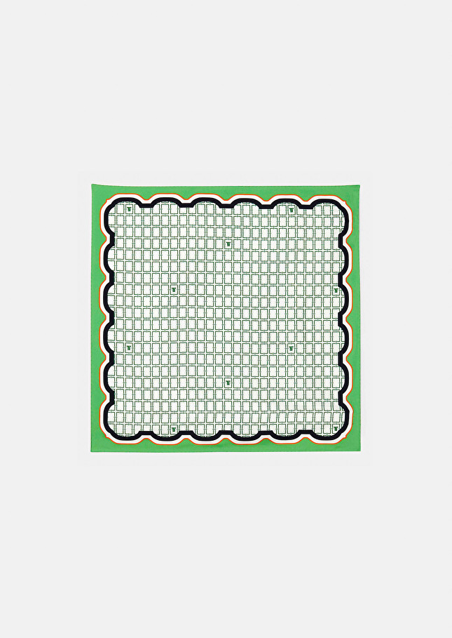 Carré de soie Eileenécru à motif graphique vert