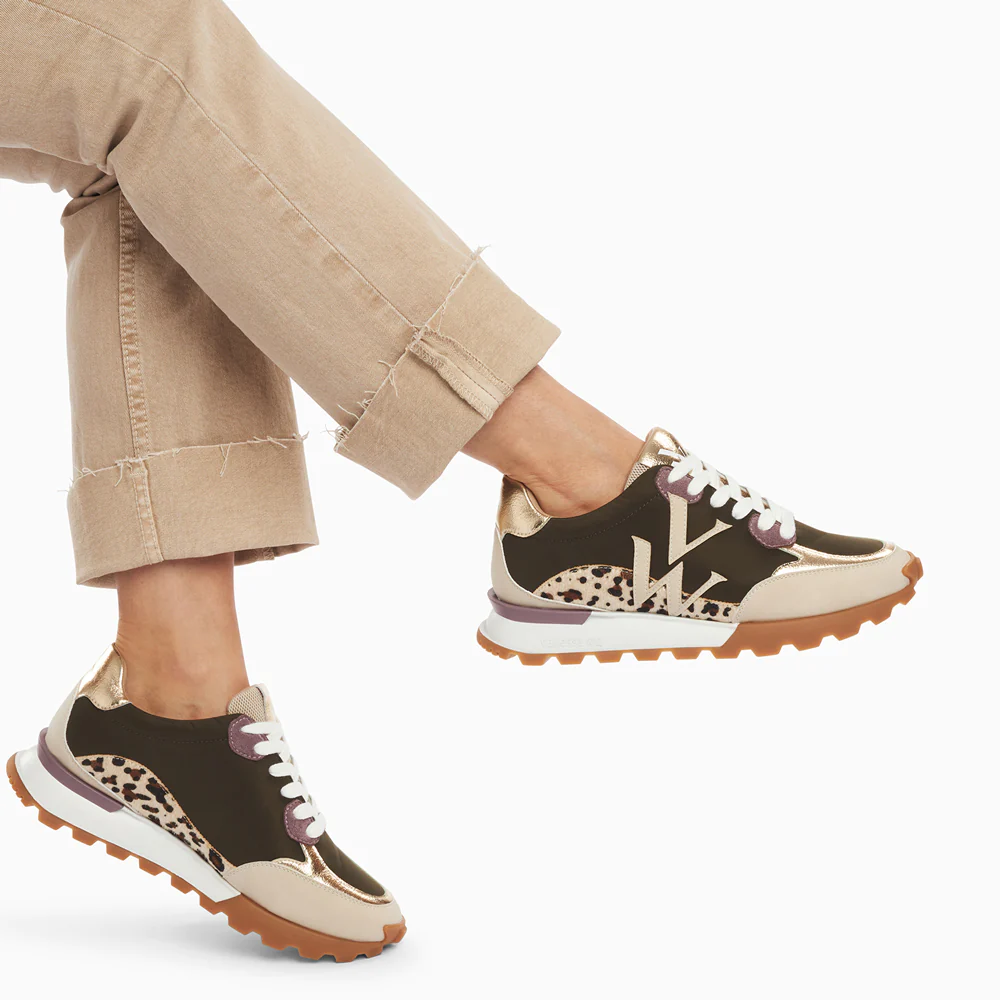 Sneakers-Baskets monogramme Caterina kaki à semelle running