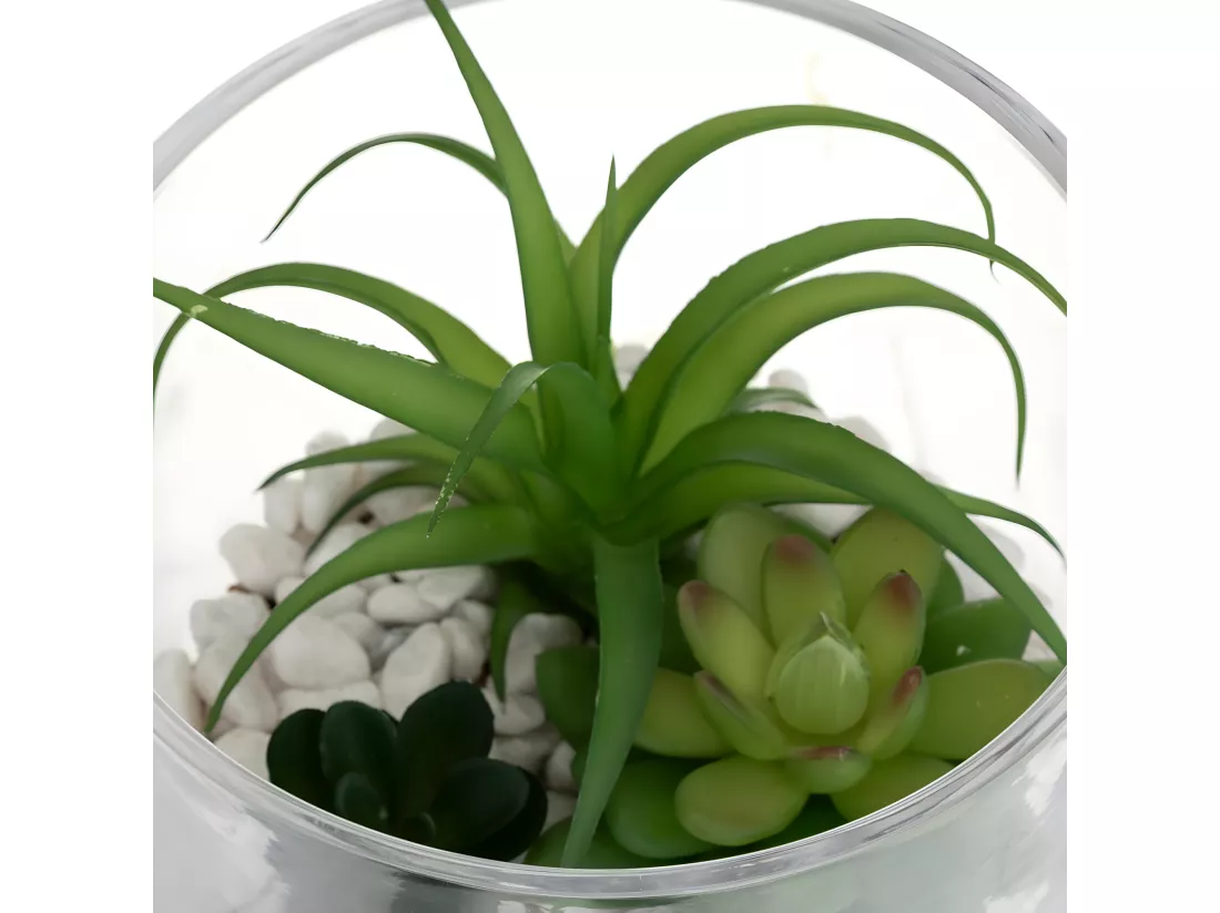 Composition de plantes arificielles Pot en Verre D. 15 x H. 16 cm