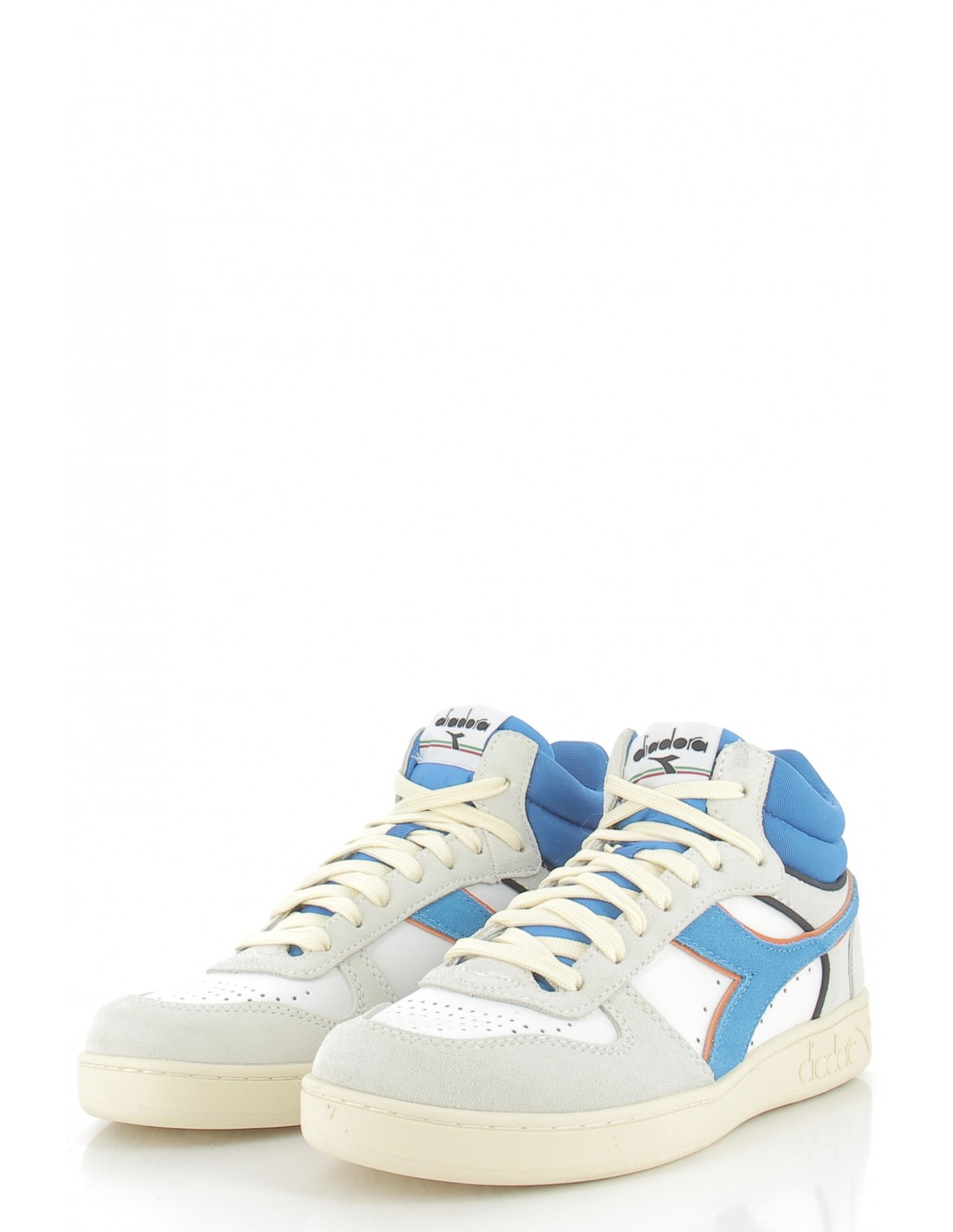 diadora Sneakers montantes homme magic basket cuir gris/blanc/bleu
