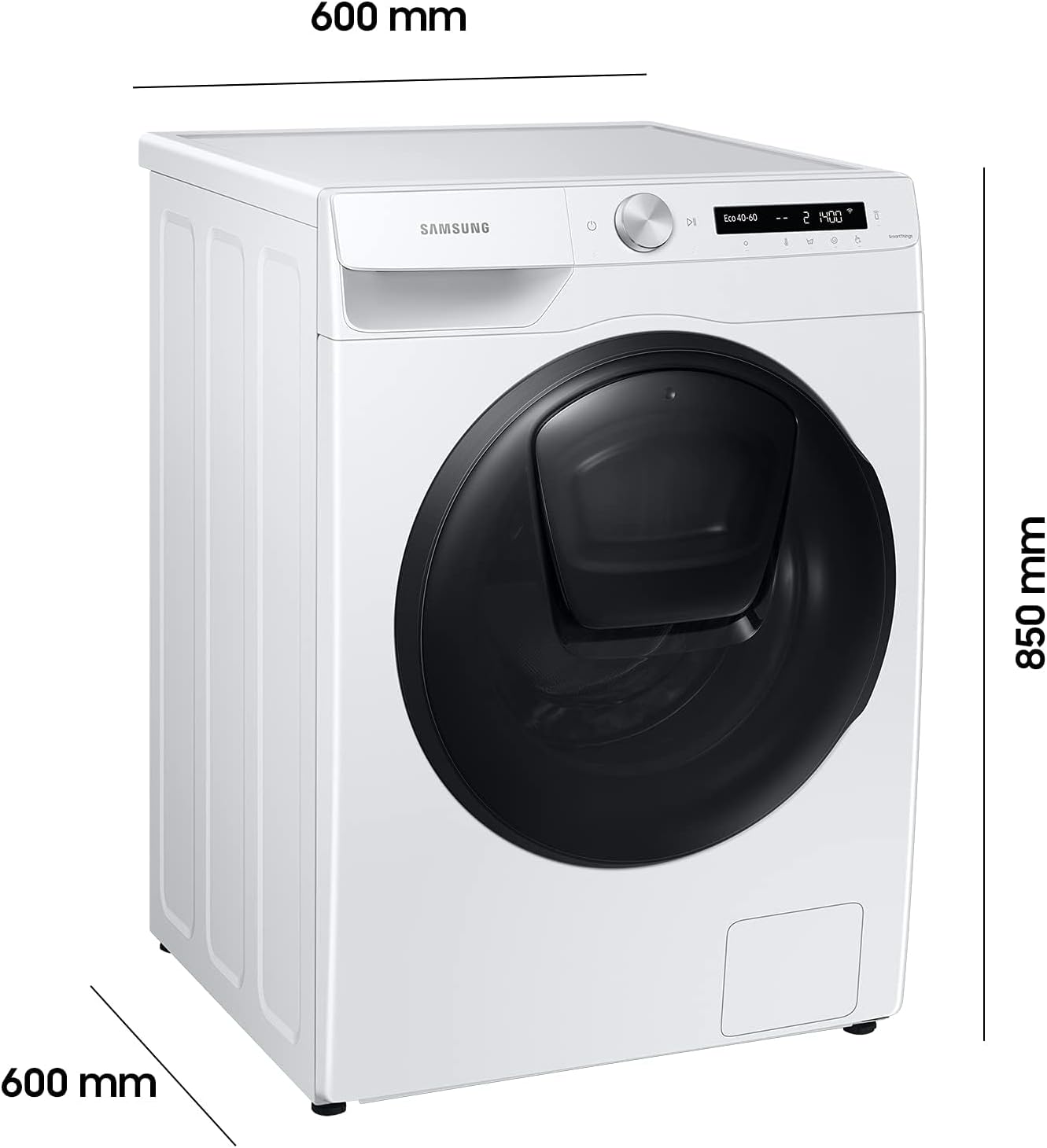 Samsung WD81T554ABW/S2 Waschtrockner, 8 bzw. 6 kg, 1400 U/min, AddWash, Ecobubble, Simple Control-Bedienkonzept, Air Wash, Hygiene-Dampfprogramm, Weiß