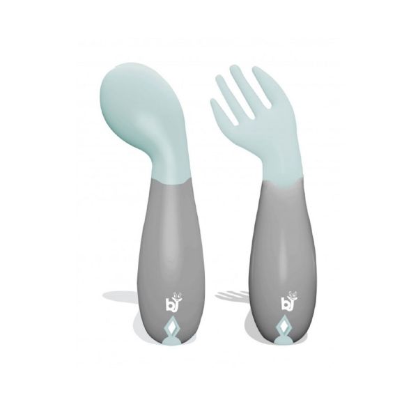 Babyjem Gebogen Vork En Lepel Groen