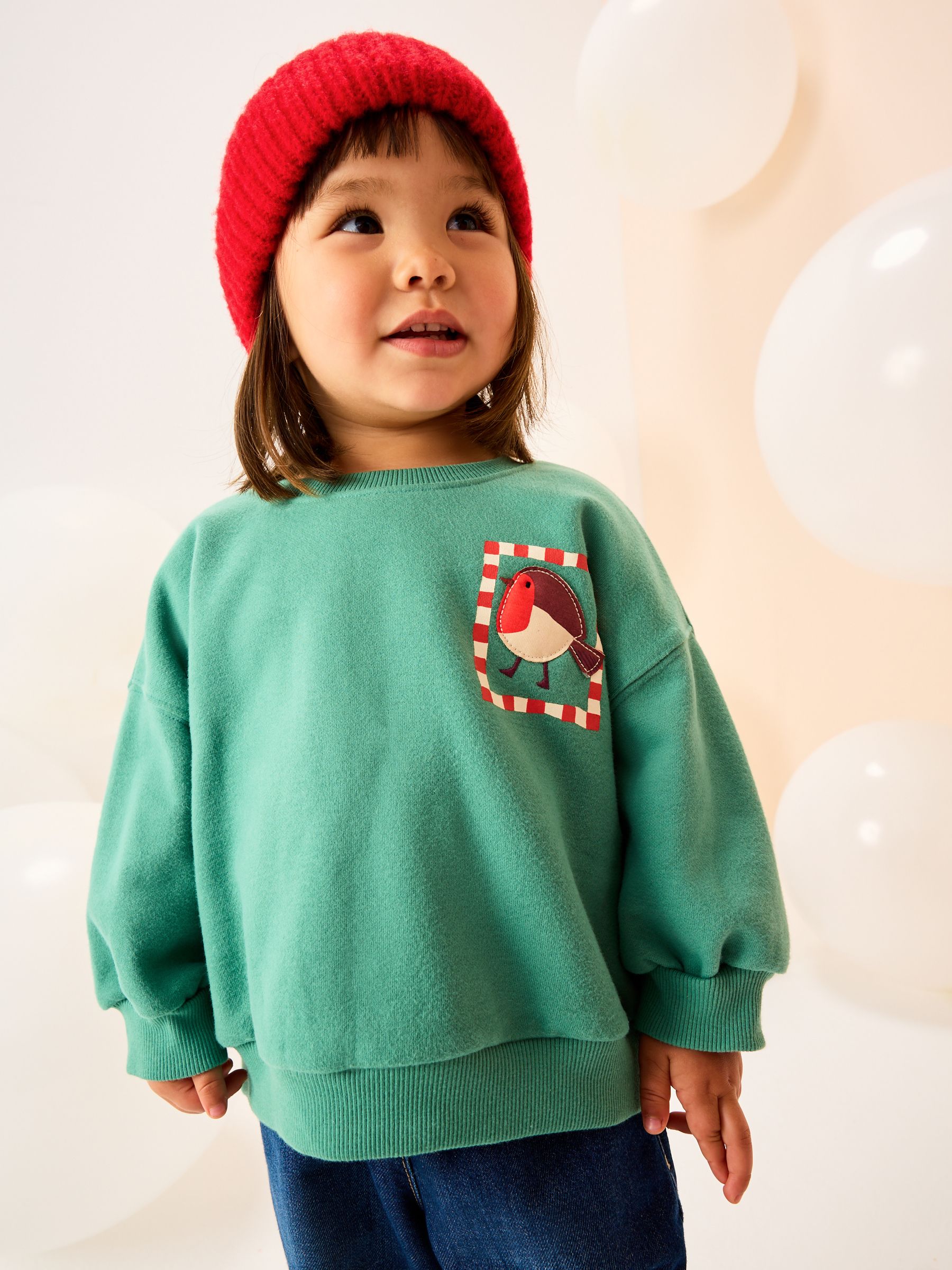 Groene Kerstmis Roodborst - Sweatshirt met ronde hals (3 mnd-7 jr)