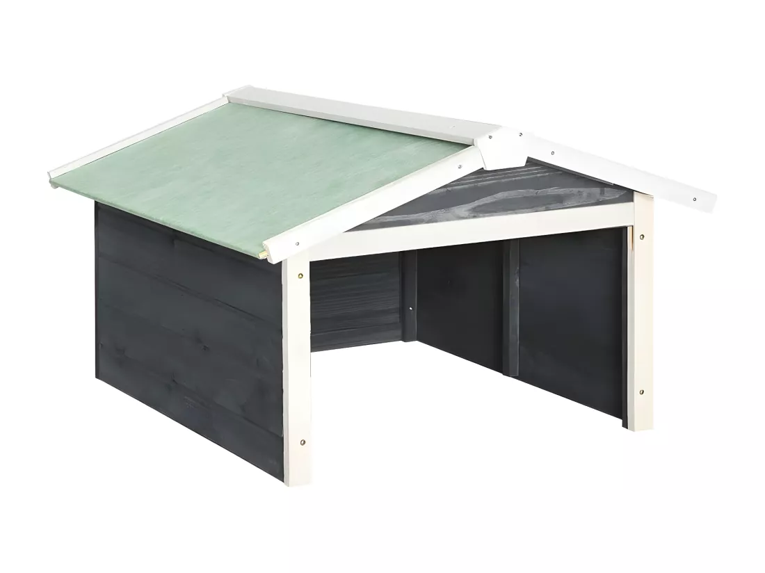 Prolenta Premium - Garage de tondeuse à gazon 72x87x50 cm Gris et blanc Sapin