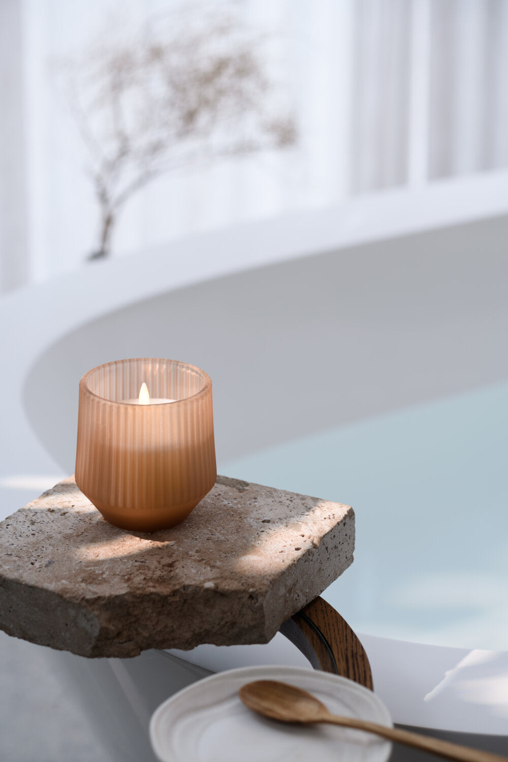 Uyuni  Glas LED duftlys, Beige - Ø8,5 x H9,5 cm