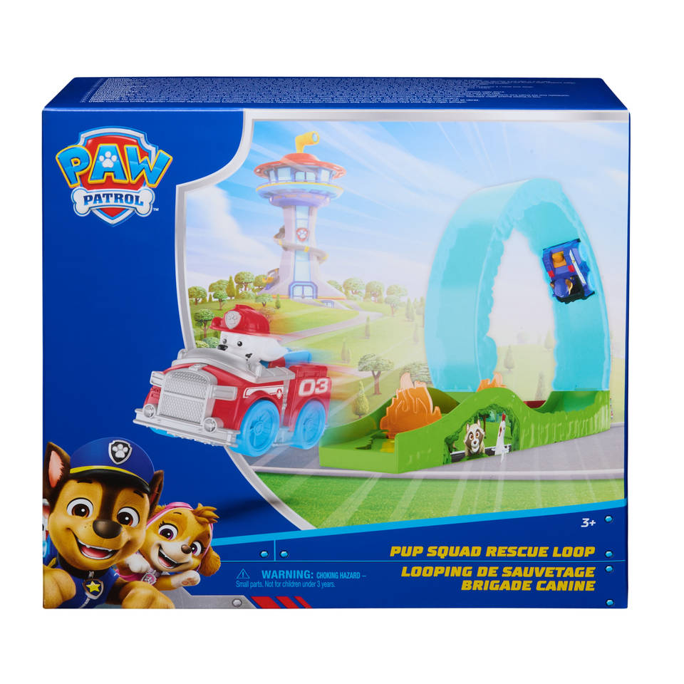 PAW Patrol Pup Squad-reddingslooping baanspeelset met speelgoedauto's