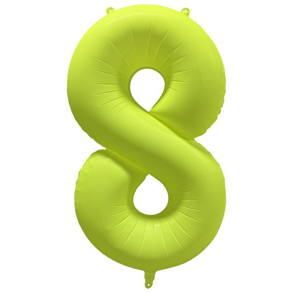 8 Jaar Cijfer Ballon Neon Geel Leeg 86cm