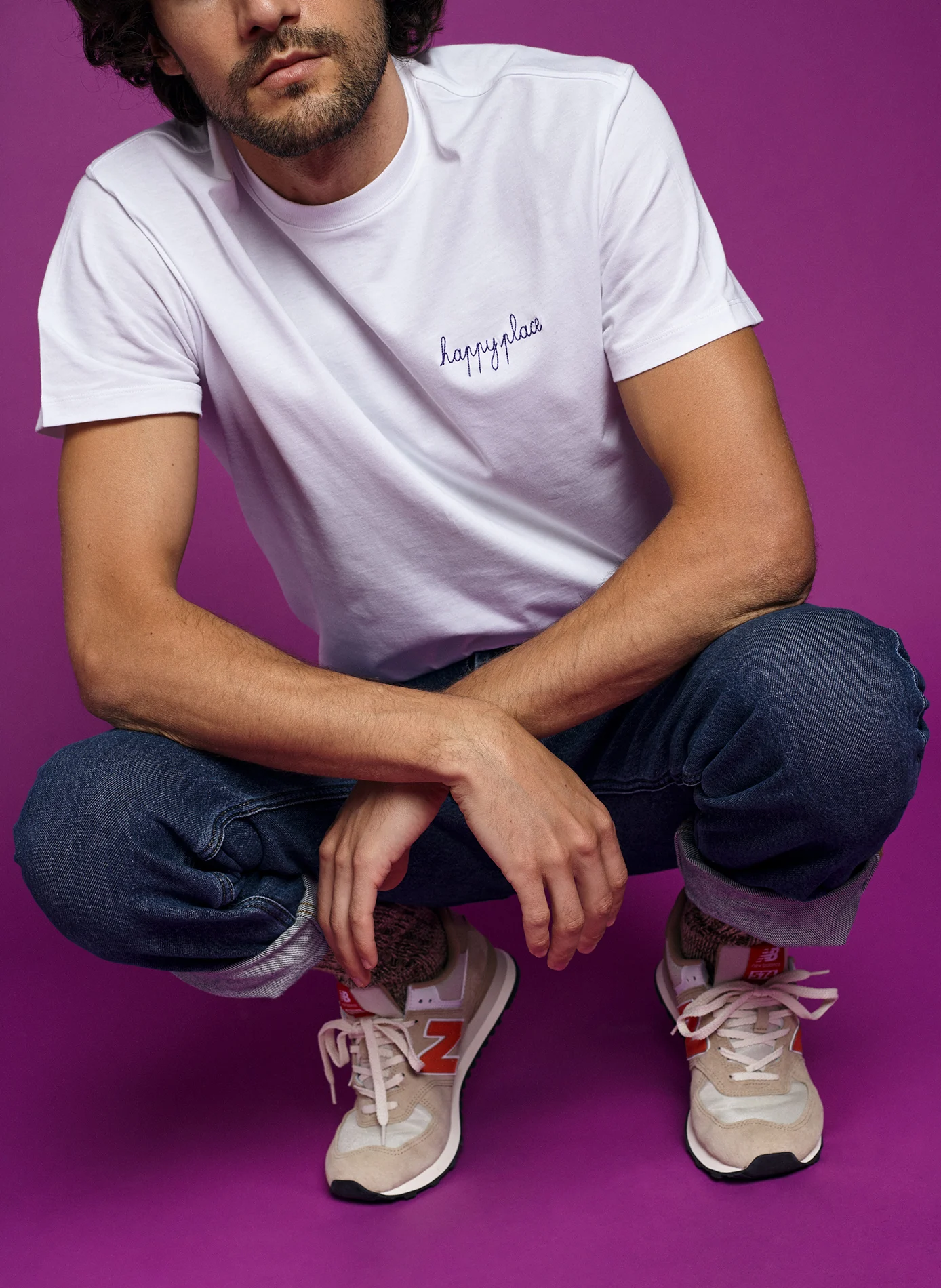POPINCOURT HAPPY PLACE - Tee-shirt brodé en coton bio - 15 ANS - EDITION LIMITEE | Blanc