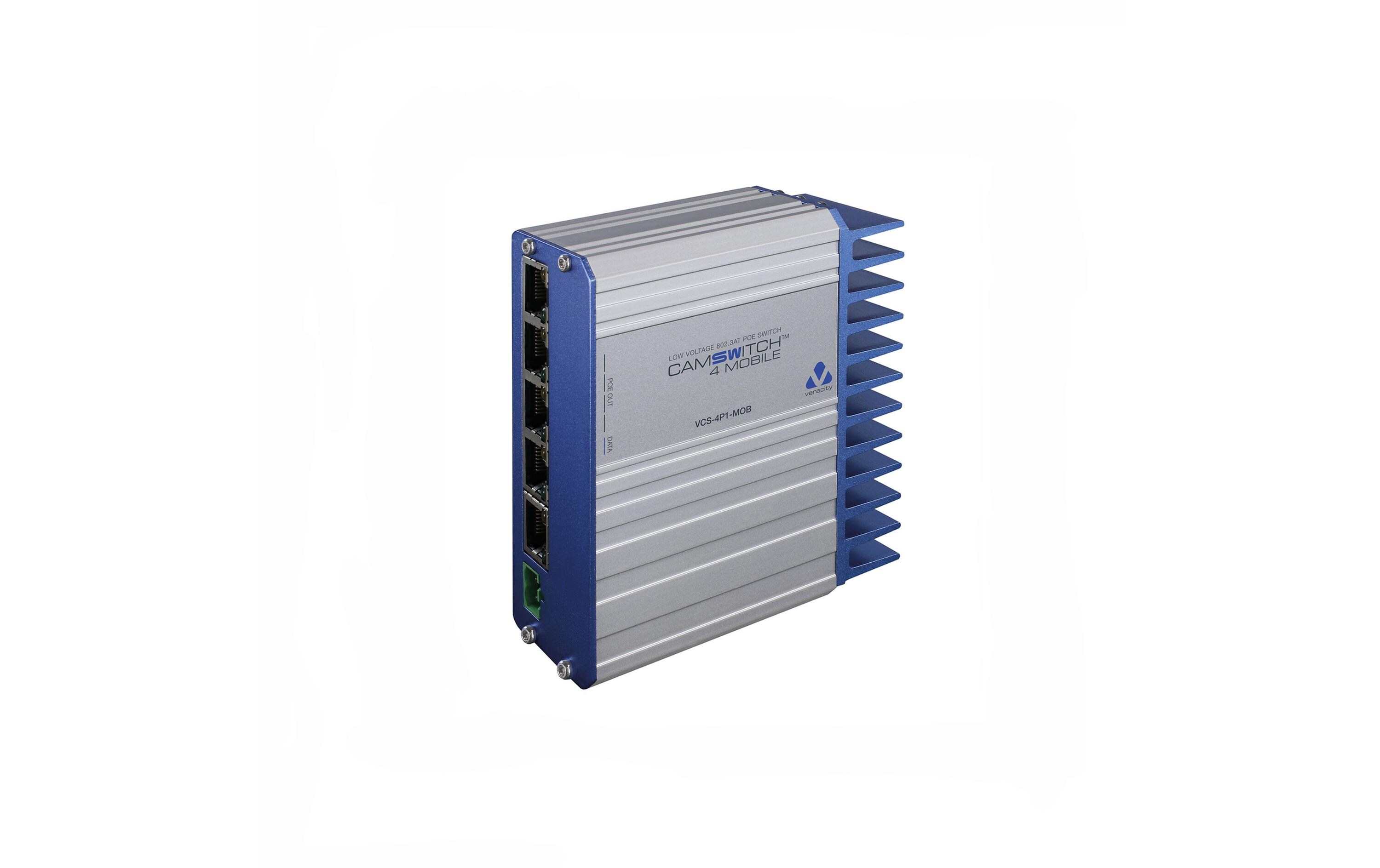 PoE+ Switch CAMSWITCH 4 Mobile 5 Port<br>Low-Voltage 4-Port POE Netzwerk-Switch für mobile Anwendungen