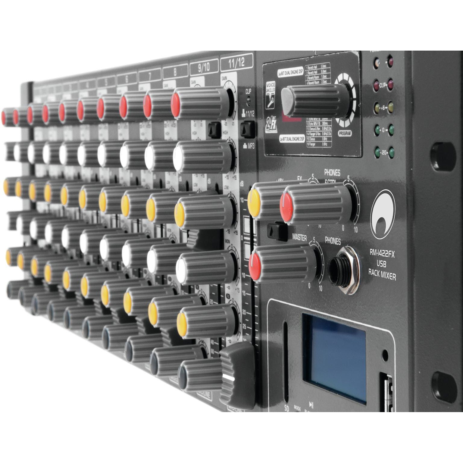 Omnitronic RM-1422FX USB rack mixer met MP3-speler