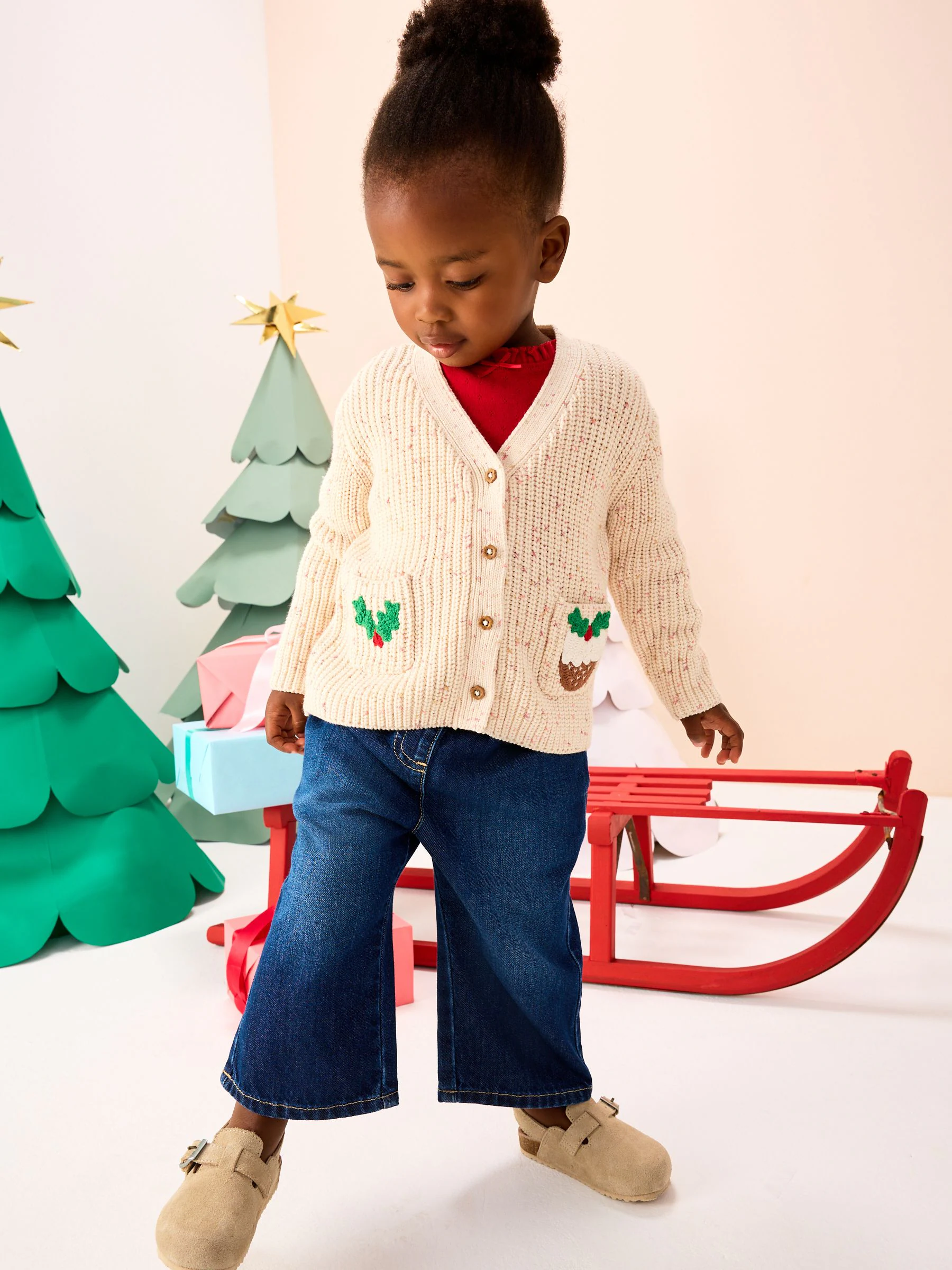 Ecru - Holly Jolly Kerstmis Vest (3mnd-10jr)