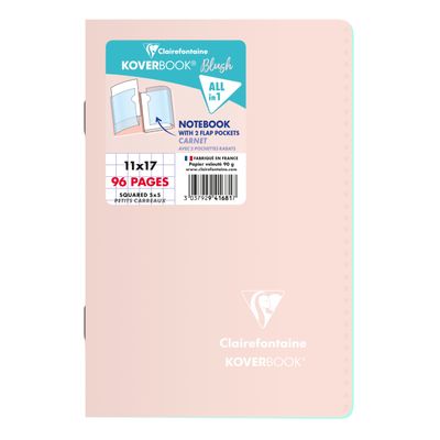 Clairefontaine Koverbook - Carnet polypro 11 x 17 cm - 96 pages - petits carreaux (5x5 mm) - disponible dans différentes couleurs pastels