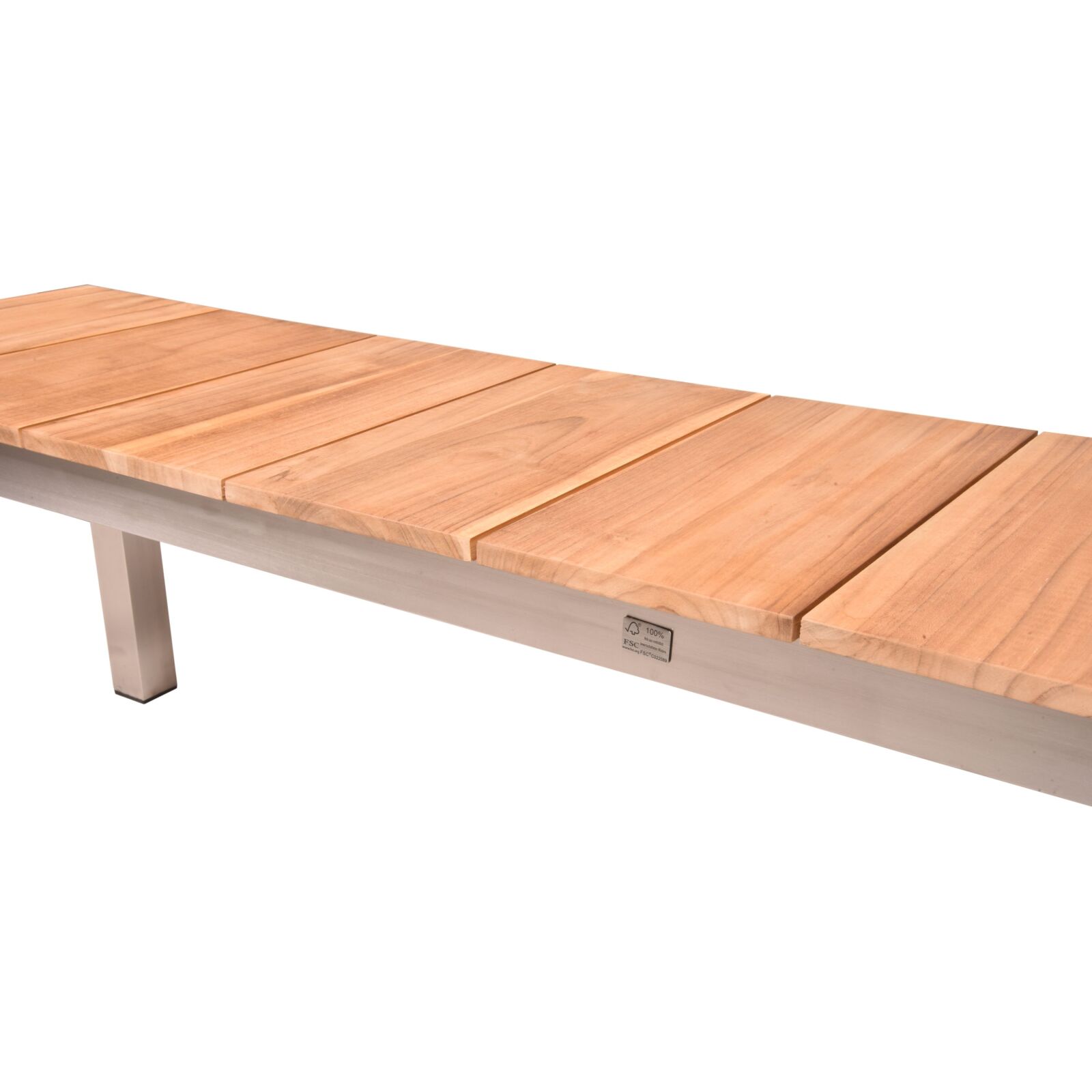3-Sitzer Gartenbank DALLAS - Teak massiv - Edelstahl - 180 cm