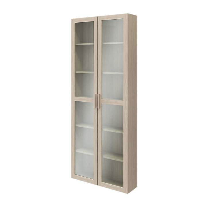 Bibliothèque portes battantes vitrées effet chêne GoodHome Atomia H. 187,5 x L. 75 x P. 22 cm
