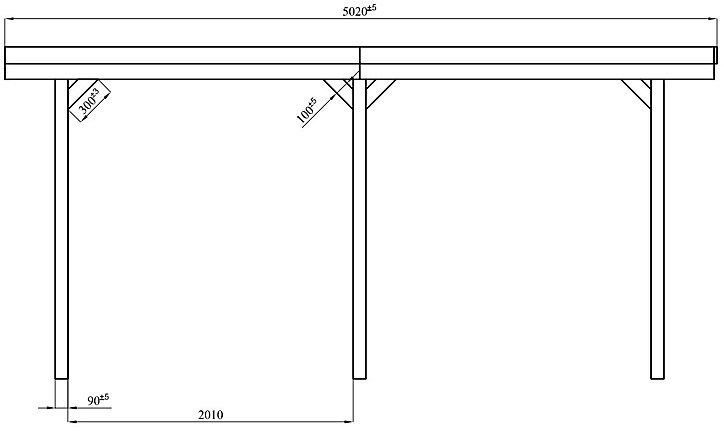 Carport en pin 1 voiture L.5,02 x l.3,04 x H2,34 m traité autoclave