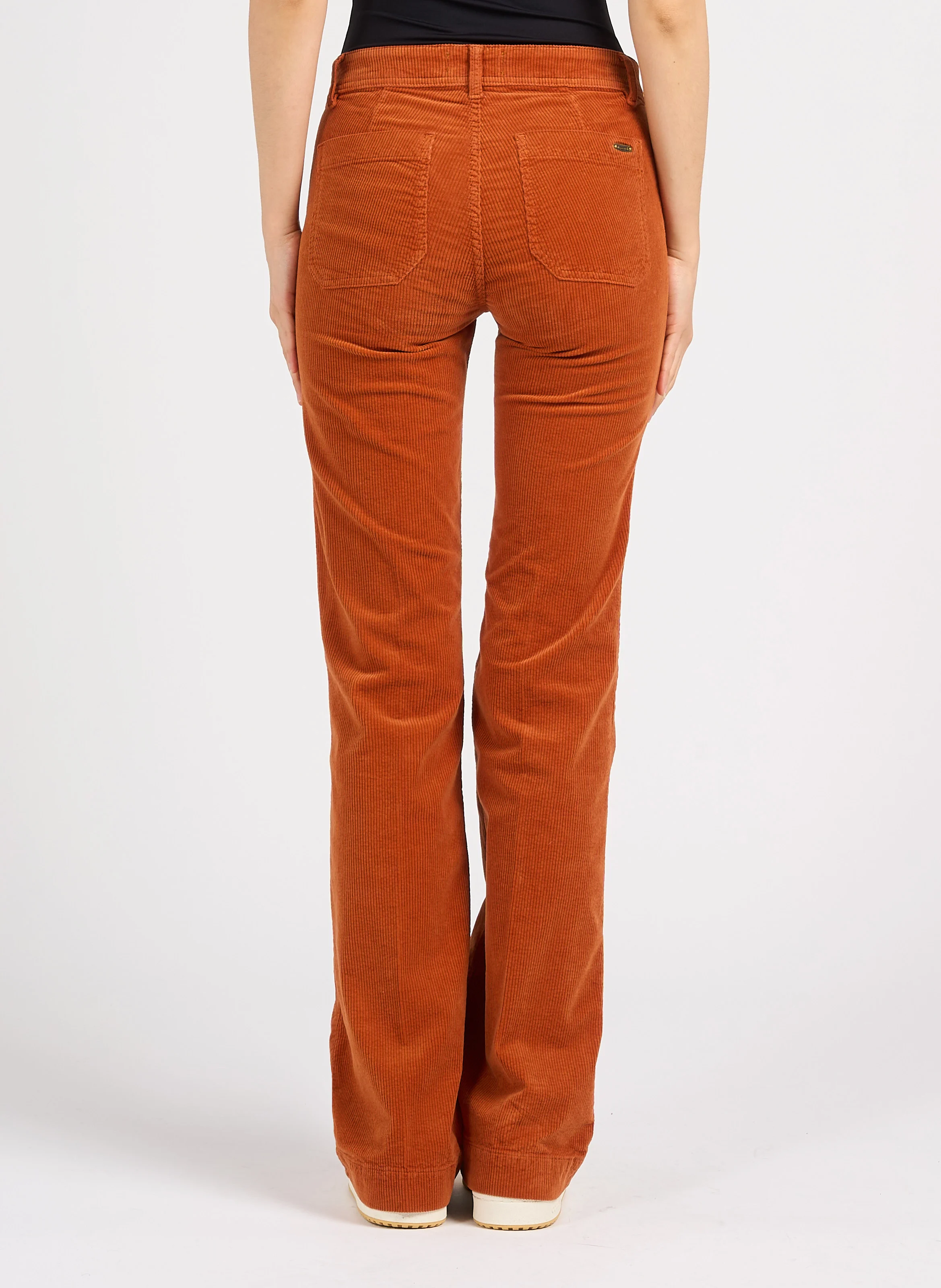 Pantalon patte d'eph en coton mélangé | Orange