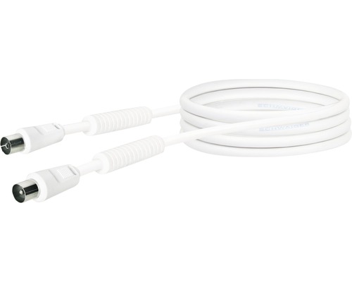 Antenne-aansluitkabel, 1x IEC-stekker, 1x IEC-aansluiting, 1,5 m, wit, Schwaiger KVKF15532