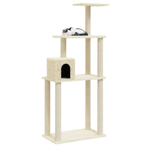 Arranhador para gatos Vidaxl de três níveis na cor creme