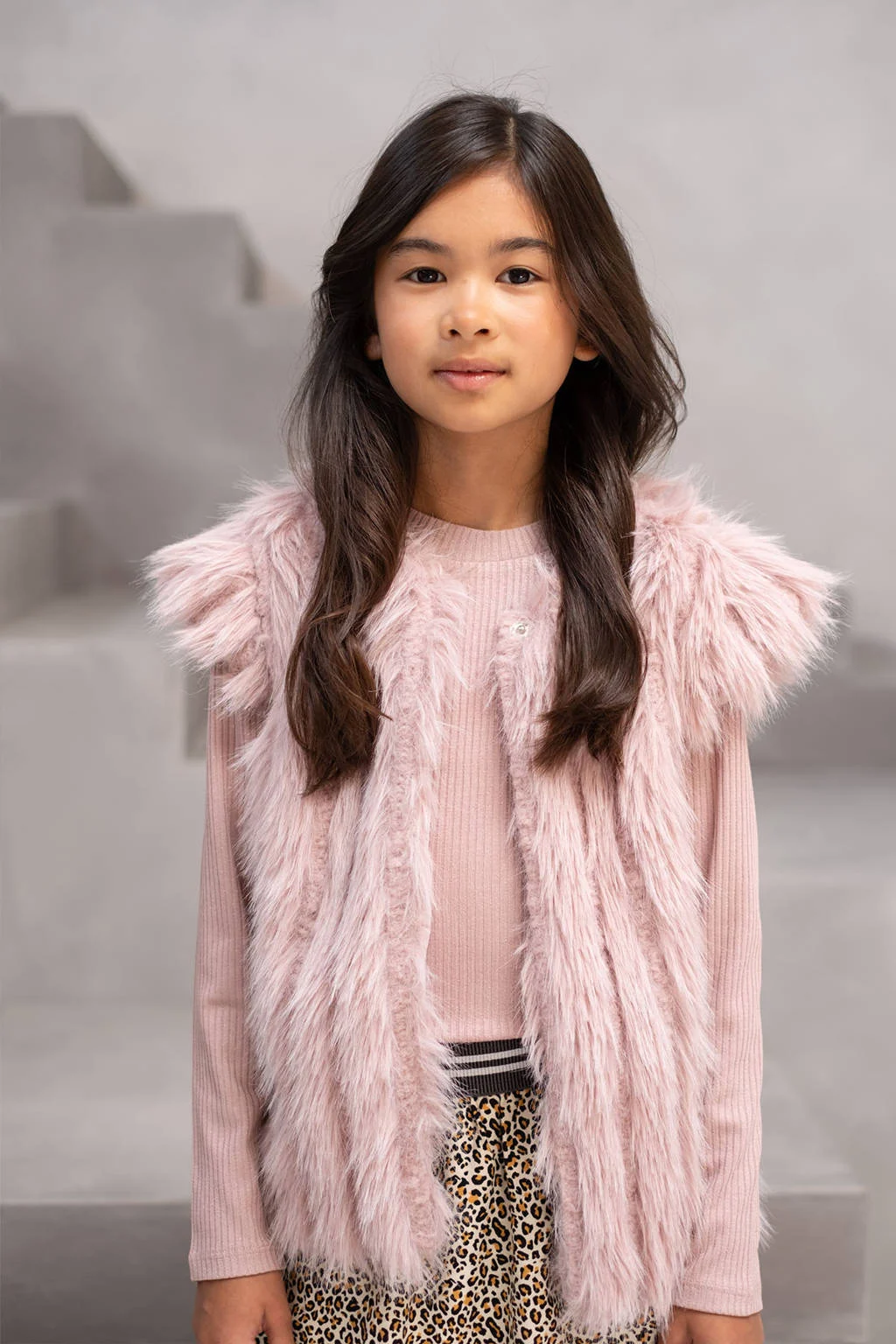 Like Flo imitatiebont gilet Doutze oudroze