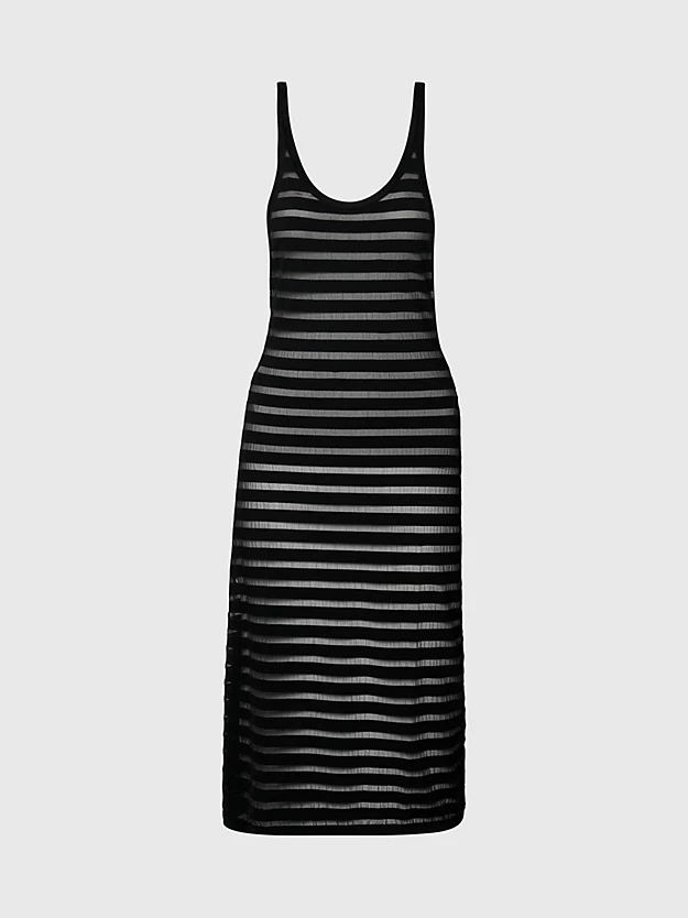 Vestido de praia listrado em malha transparente