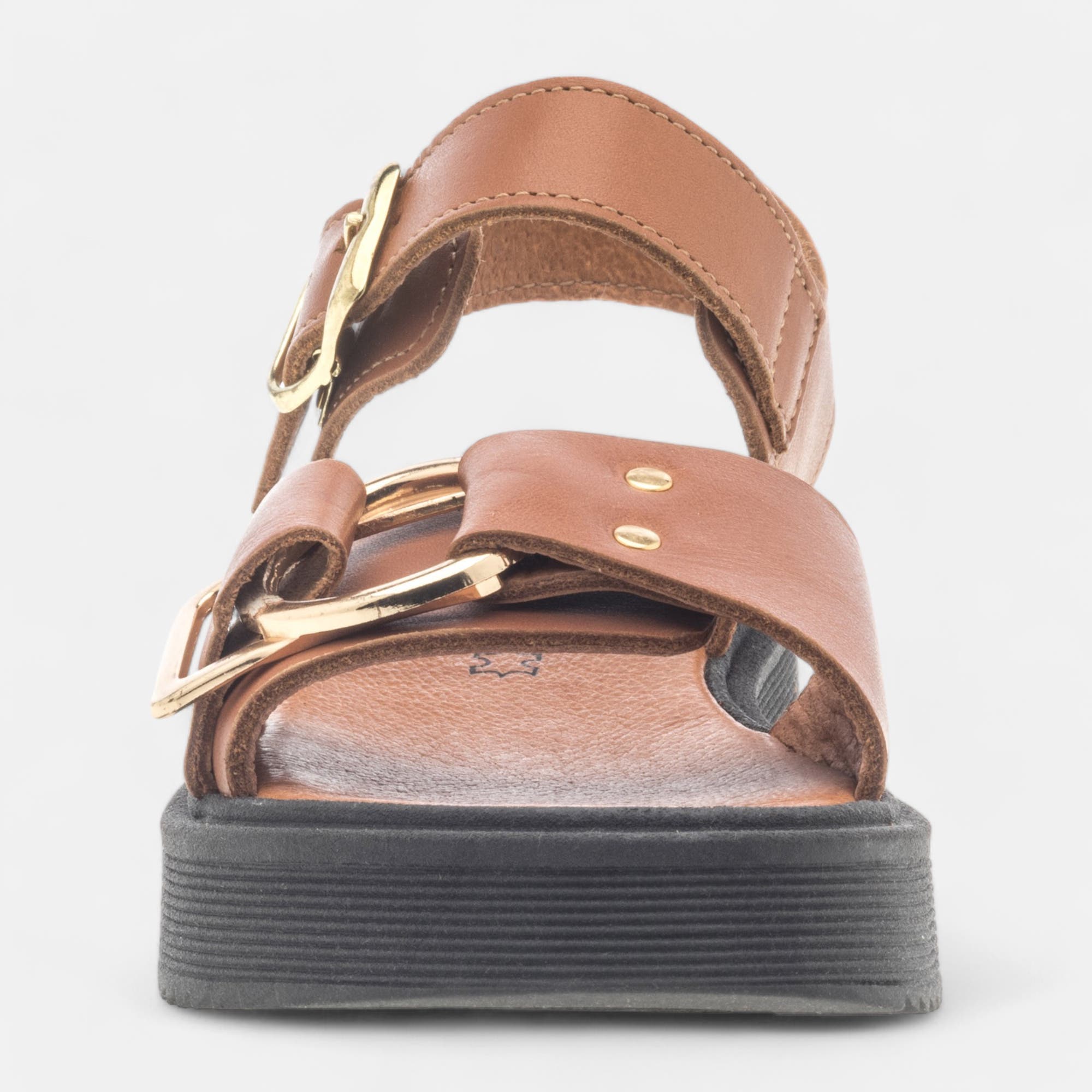 Sandales Fille en cuir cognac