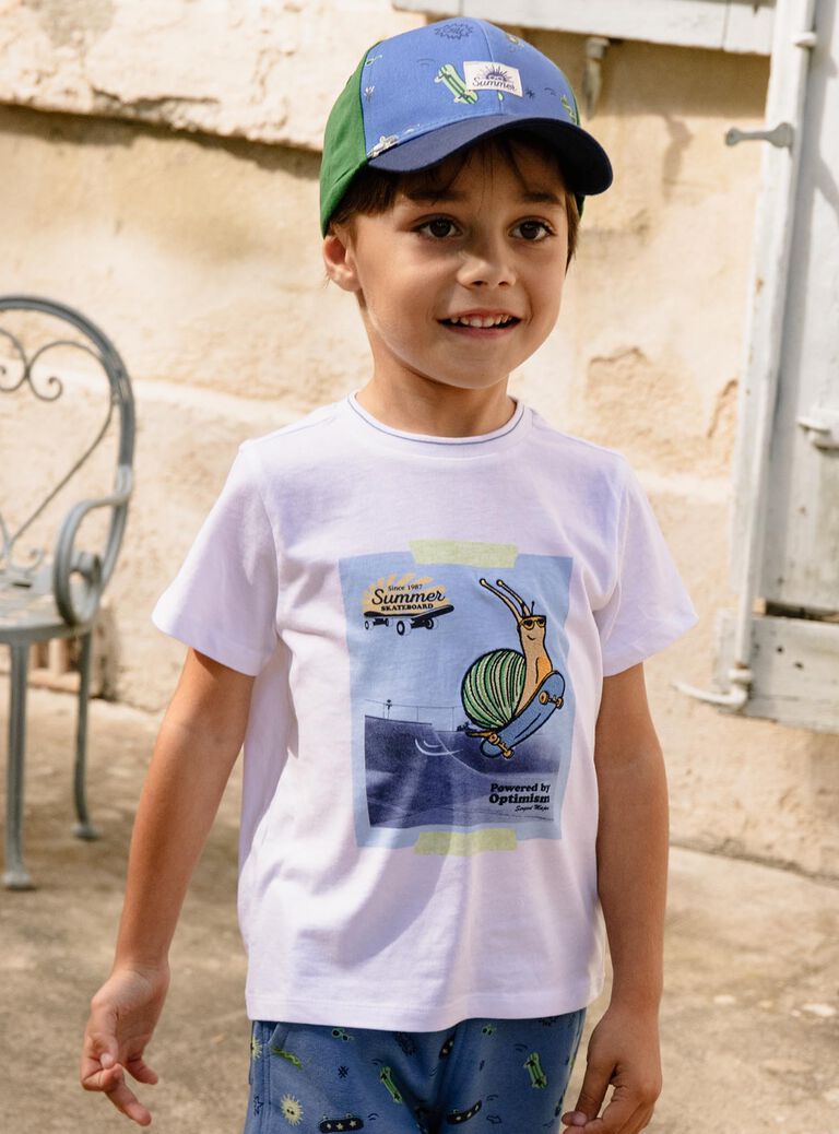 T-shirt blanc avec escargot fantaisie