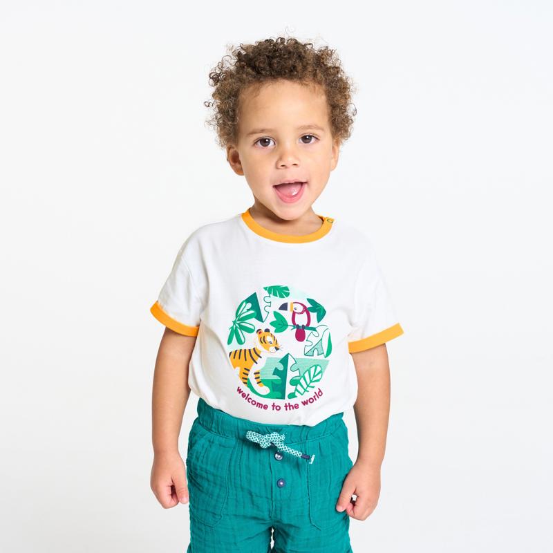 T-shirt animaux blanc bébé garçon Jaune