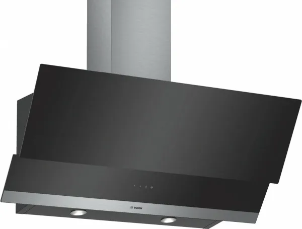 Bosch Serie | 2 DWK095G60 - Hætte - skorsten vinklet - bredde: 89.6 cm - dybde: 38.6 cm - udtrækning og recirkulation (-) - rustfrit stål/sort